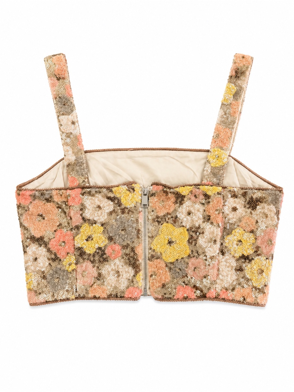 Altar’d State NWT Floral Sequin Crop Top Bustier Tank Size Small - Picture 3 of 10